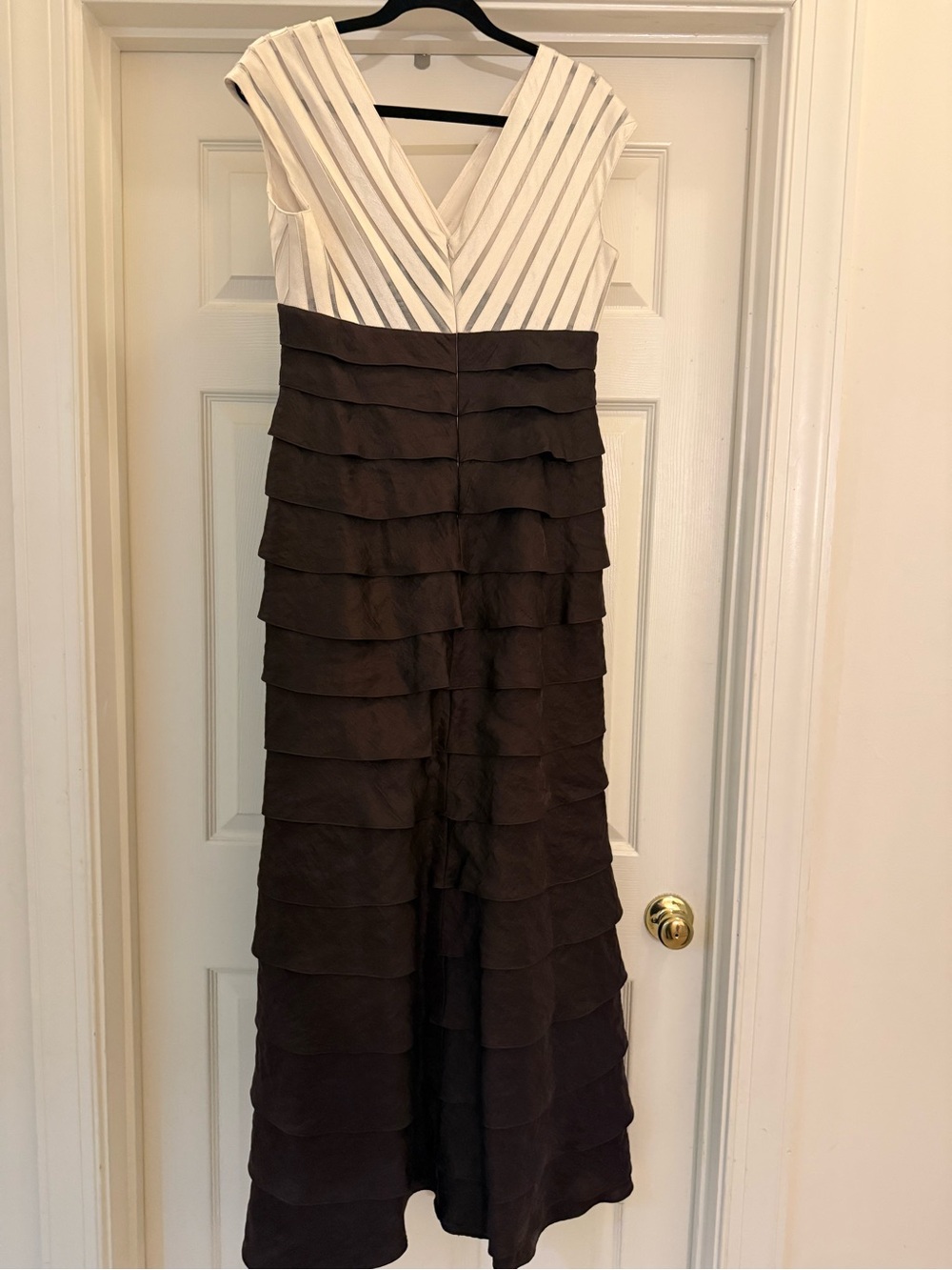 Adrianna Papell Cream and Black Strapless Party Dress